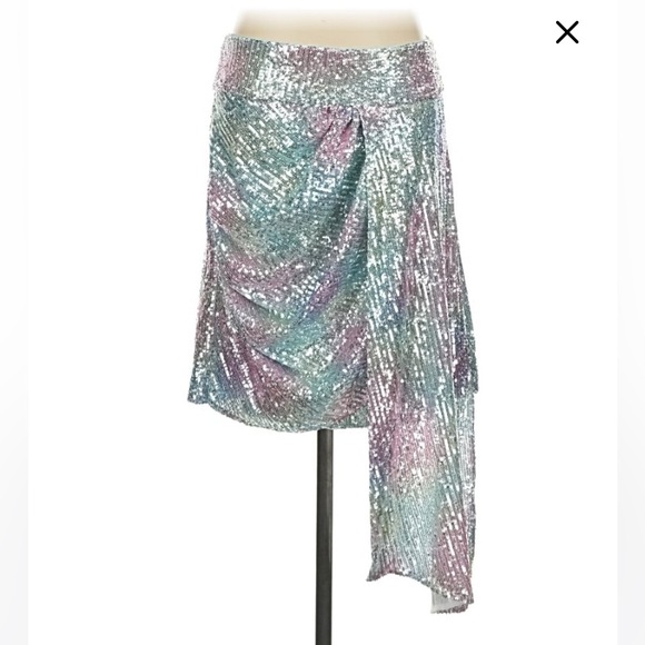 Elliatt Pastel Sequin Asymmetrical Skirt Glam cocktail Party NWT S